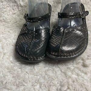 Algeria Tuscany Pewter Dazzler Metallic Mary Jane Mules Size 40US 9.5